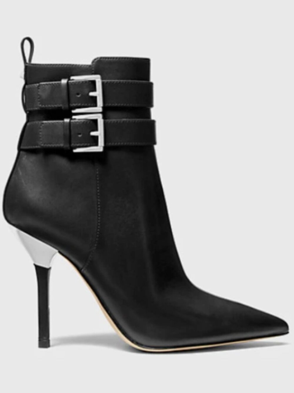 MICHAEL KORS BLACK AMAL LEATHER STILETTO ANKLE BOOTIE BOOTS Size 9.5 NEW